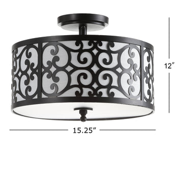 Katherine 15" Metal LED Semi Flush Mount - JONATHAN Y